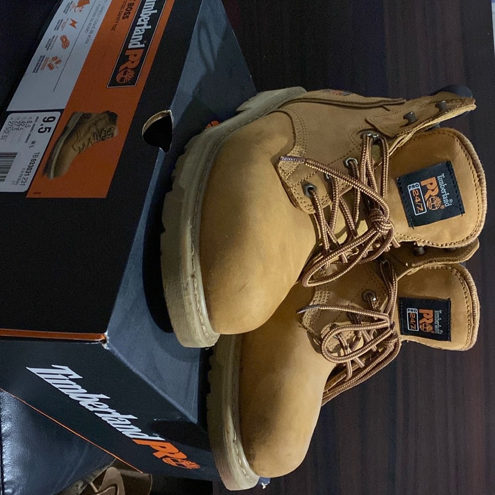 Timberland “pit boss” boots. Size 9.5. Slightly worn